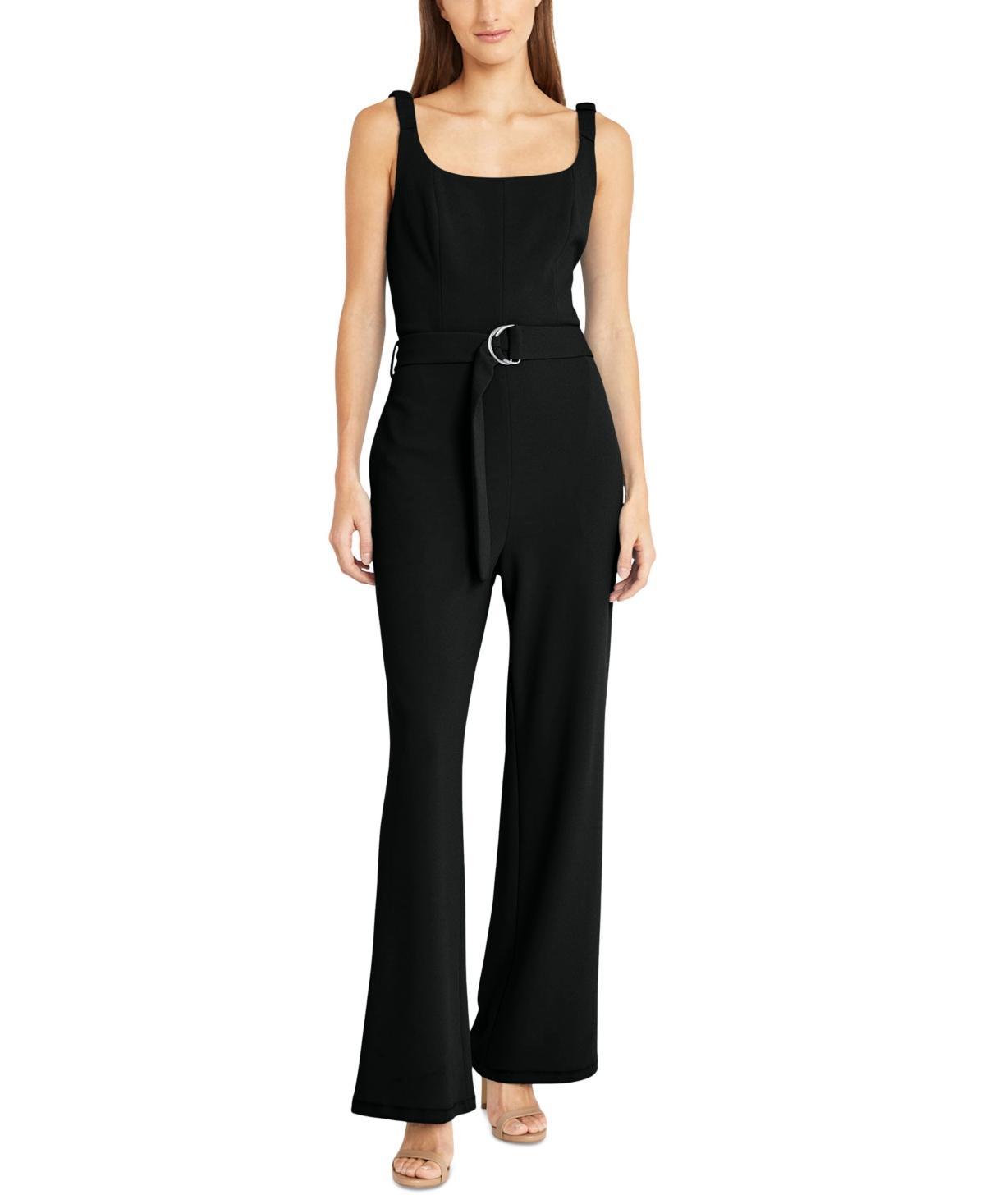 Donna Morgan Womens Square-Neck Belted Jumpsuit Product Image