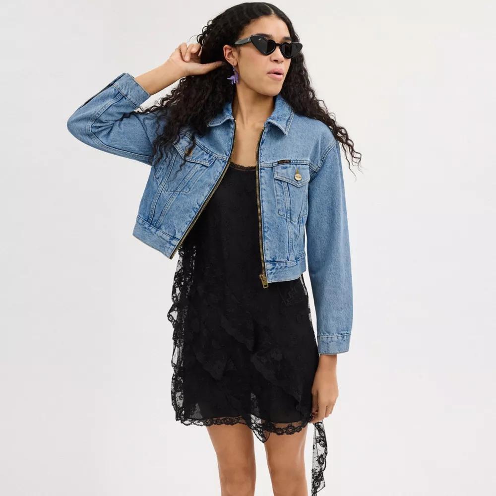 Denim Crop Jacket In Organic Cotton Product Image