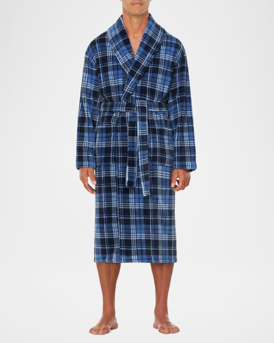 Men's Plaid Plush Fleece Robe Product Image