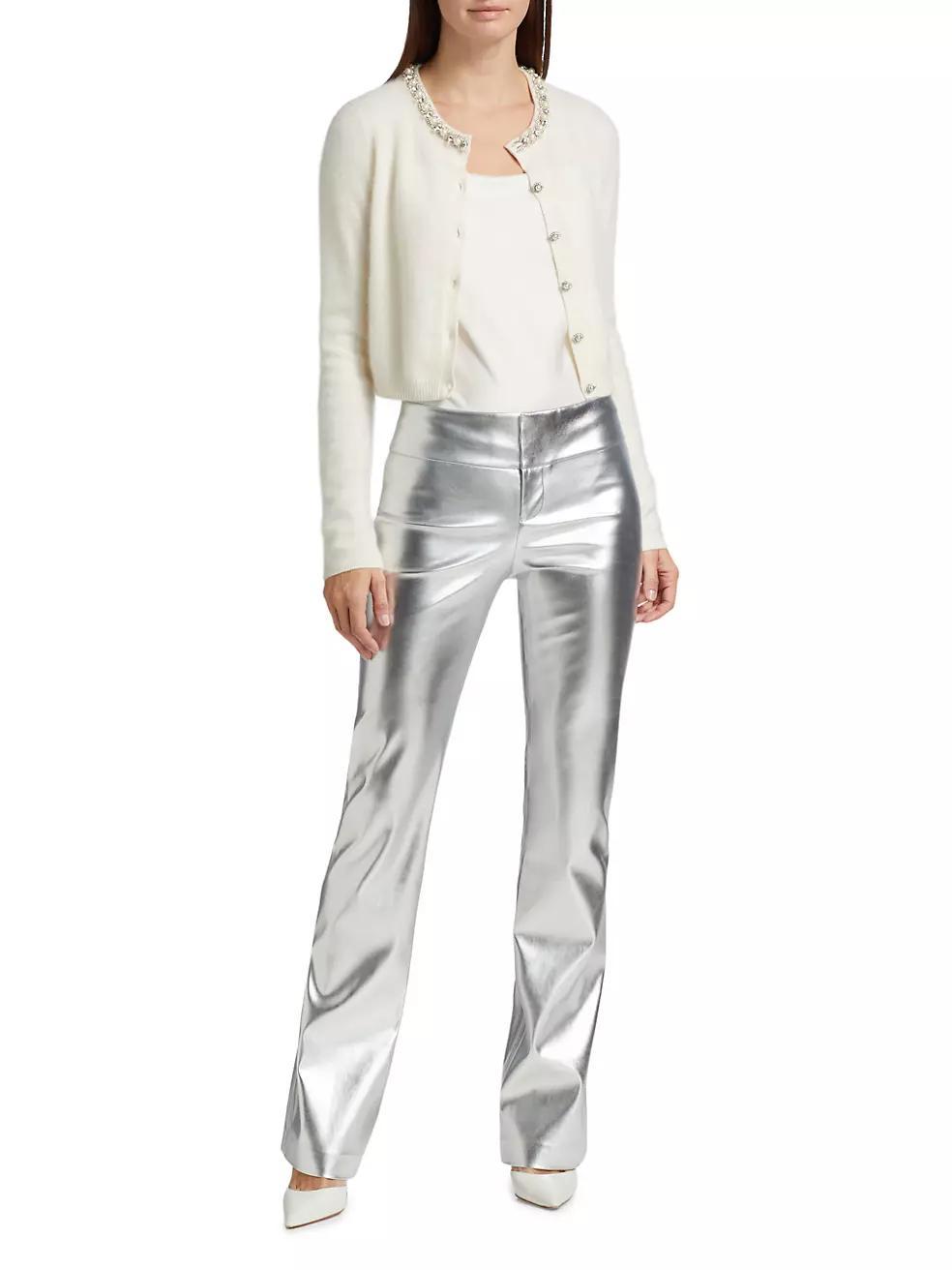 Olivia Metallic Faux Leather Boot-Cut Pants Product Image