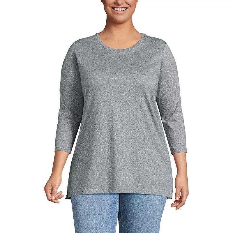 Plus Size Lands End Supima Cotton Relaxed Fit Crewneck Tunic, Womens Product Image