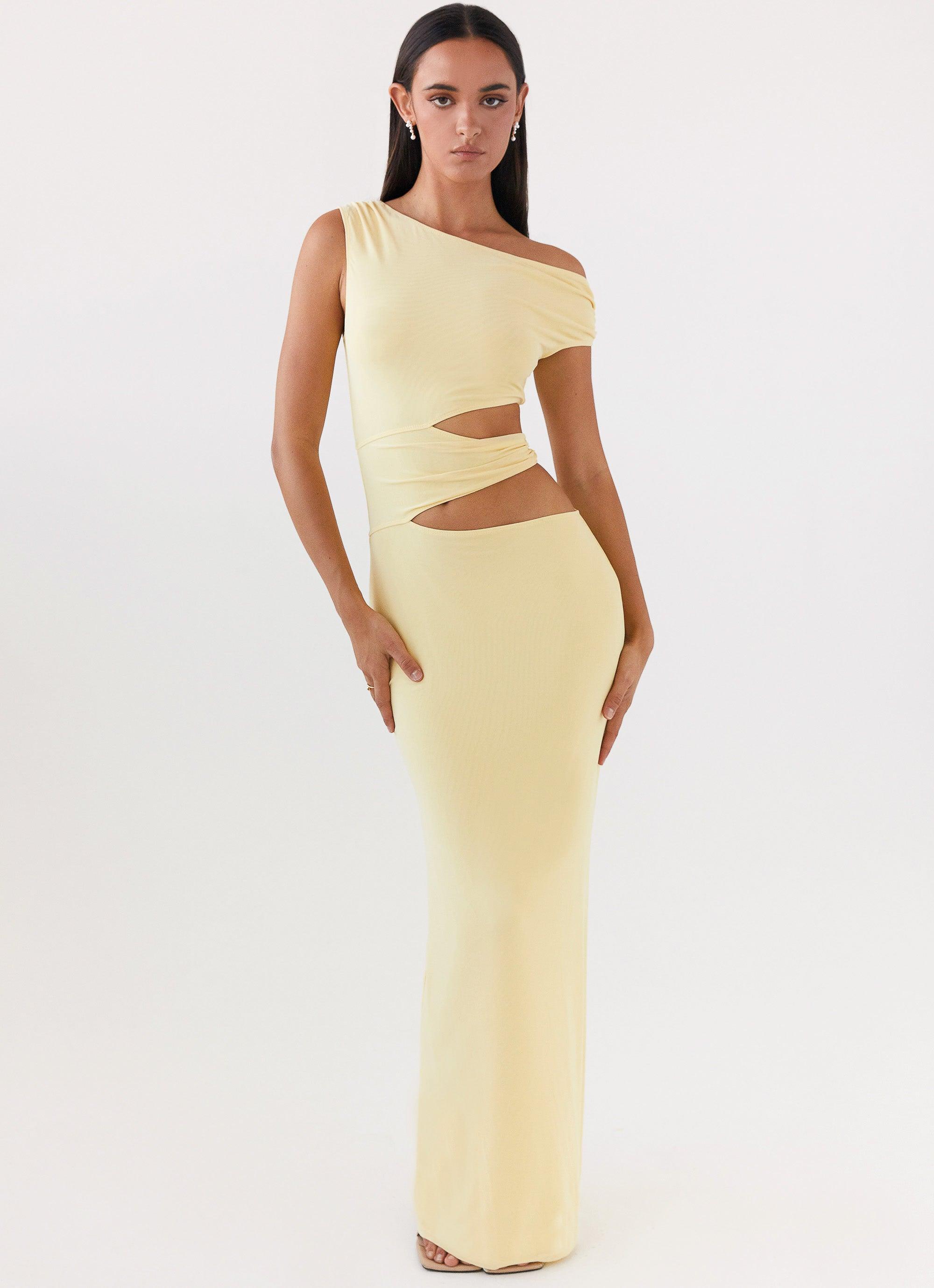 Margot One Shoulder Maxi Dress - Yellow Product Image