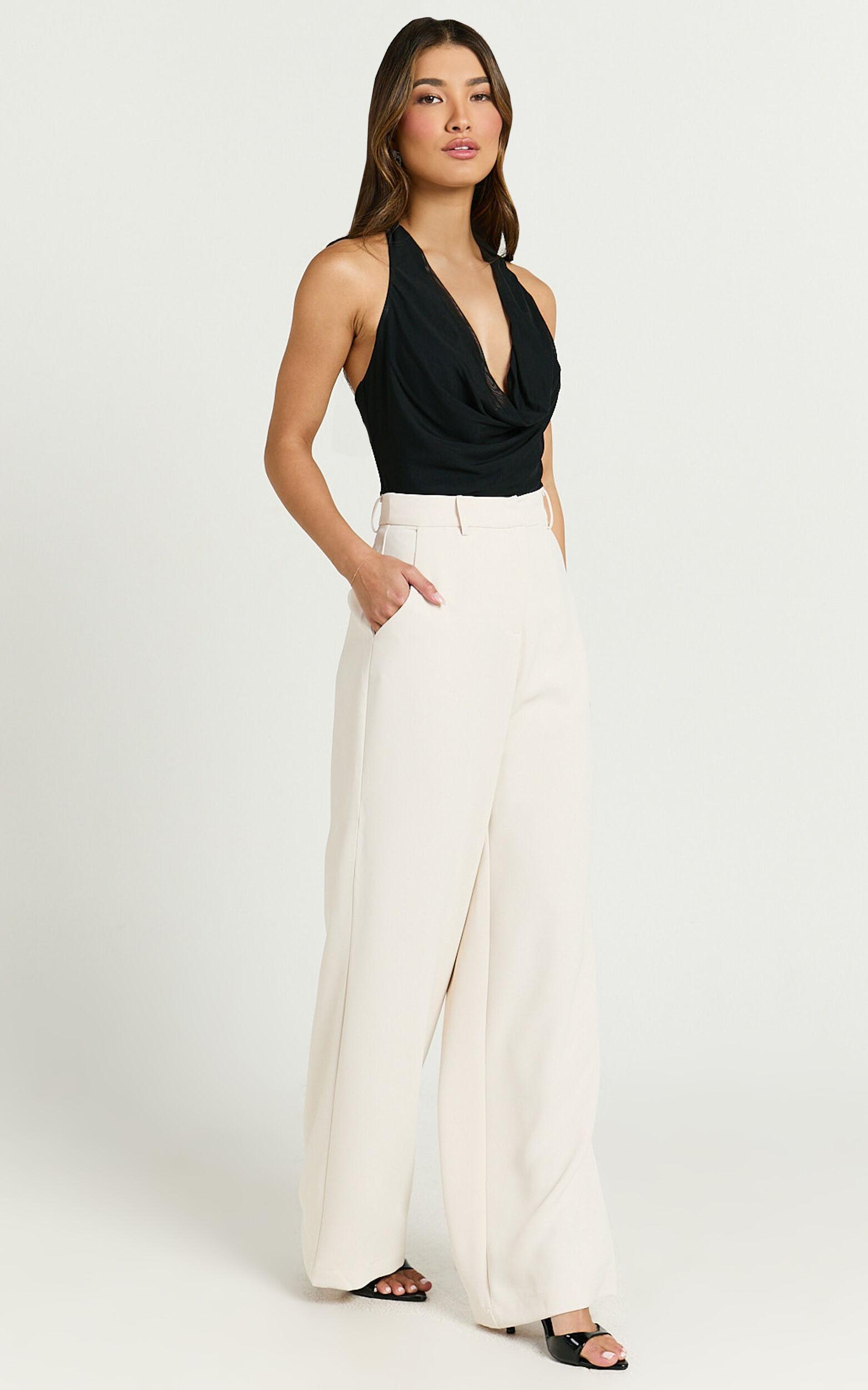 Bonnie Pants - High Waisted Tailored Wide Leg Pants in Bone Product Image