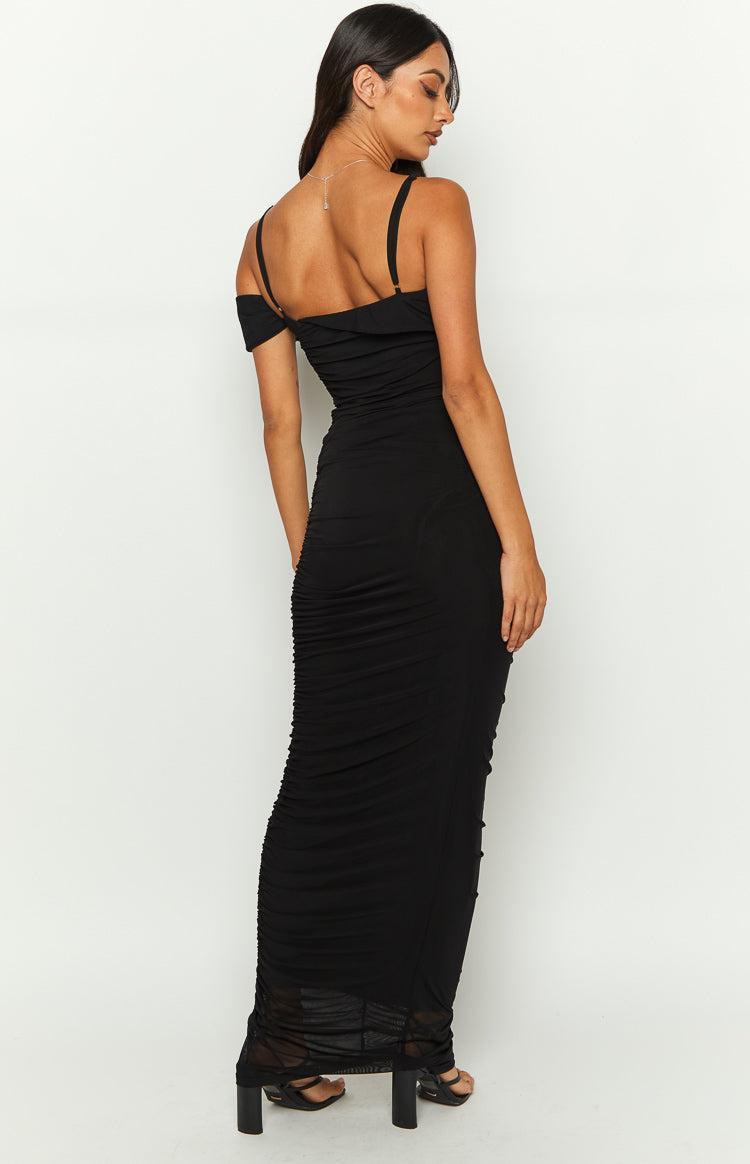 Cordelia Black Mesh Formal Maxi Dress Product Image