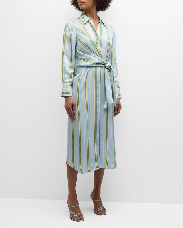 Lacey Striped Satin Midi Shirtdress Product Image