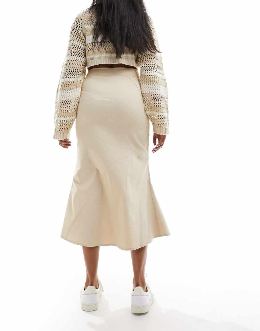 Reclaimed Vintage linen maxi skirt with y2k belt Product Image