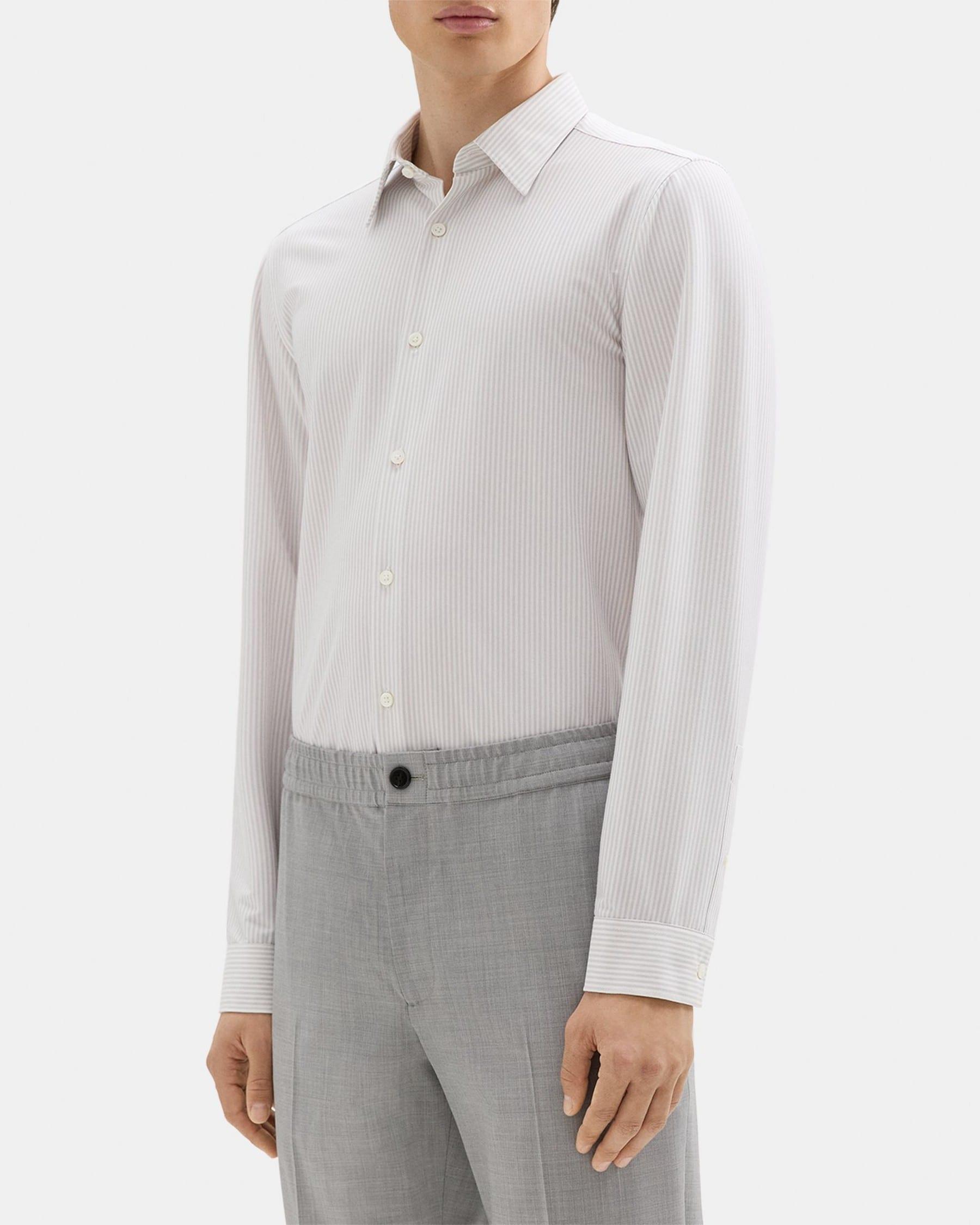 Tailored Shirt in Striped Structure Knit Product Image