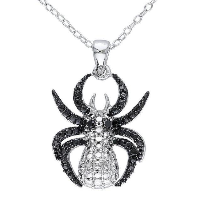 Stella Grace Sterling Silver Black Diamond Accent Spider Pendant Necklace, Womens Product Image