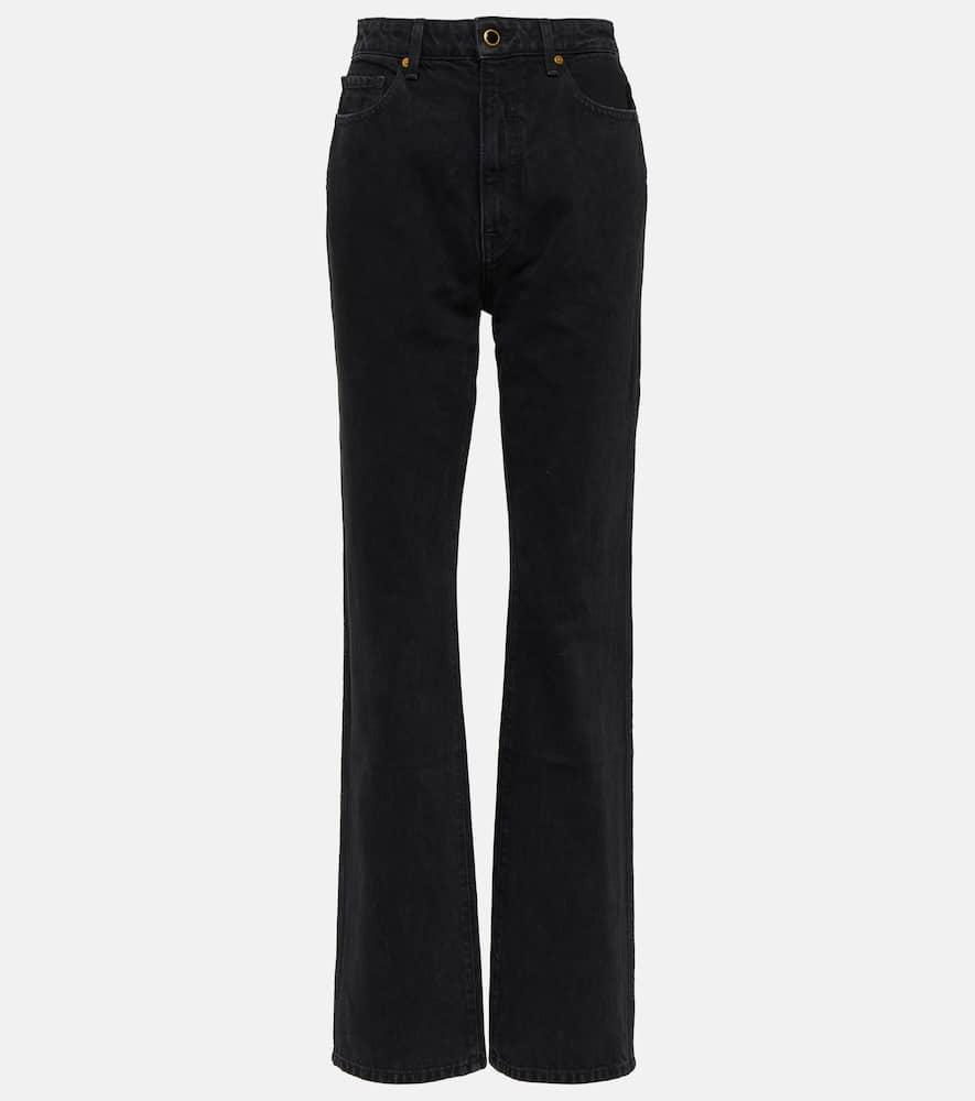 KHAITE Vivian Cropped High-rise Bootcut Jeans In Black Rinse Product Image