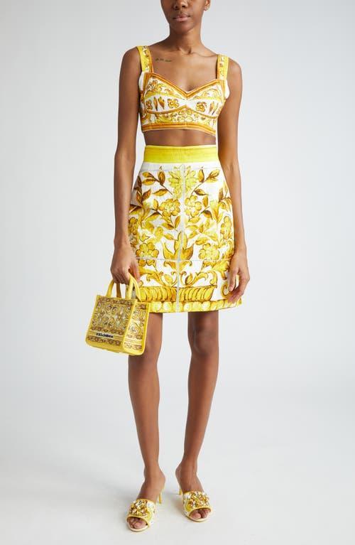 DOLCE & GABBANA Majolica-print Pencil Skirt In Yellow & Orange Product Image