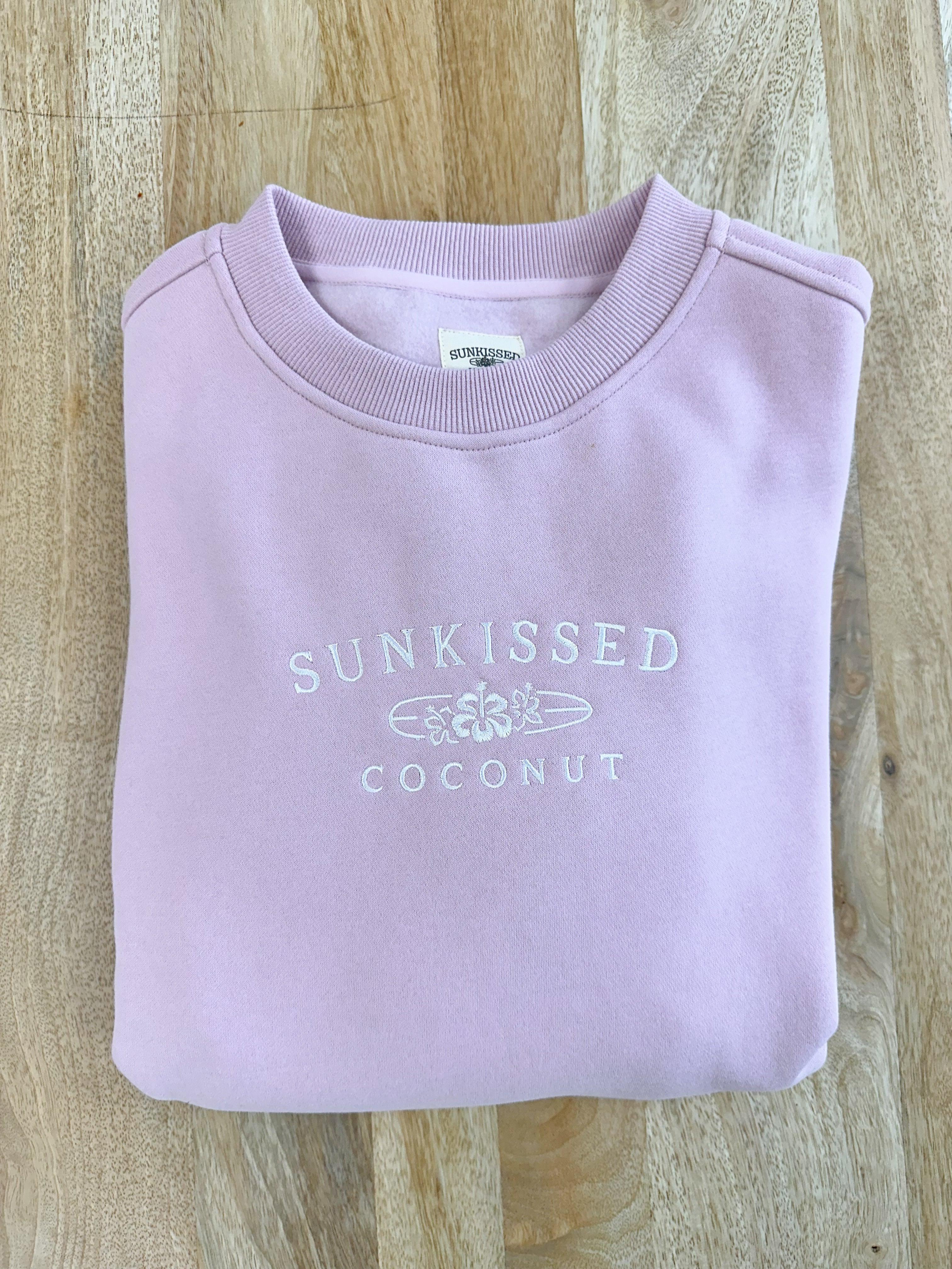 Mauve Mist Sunkissedcoconut Logo Embroider Sweatshirt Girls Product Image