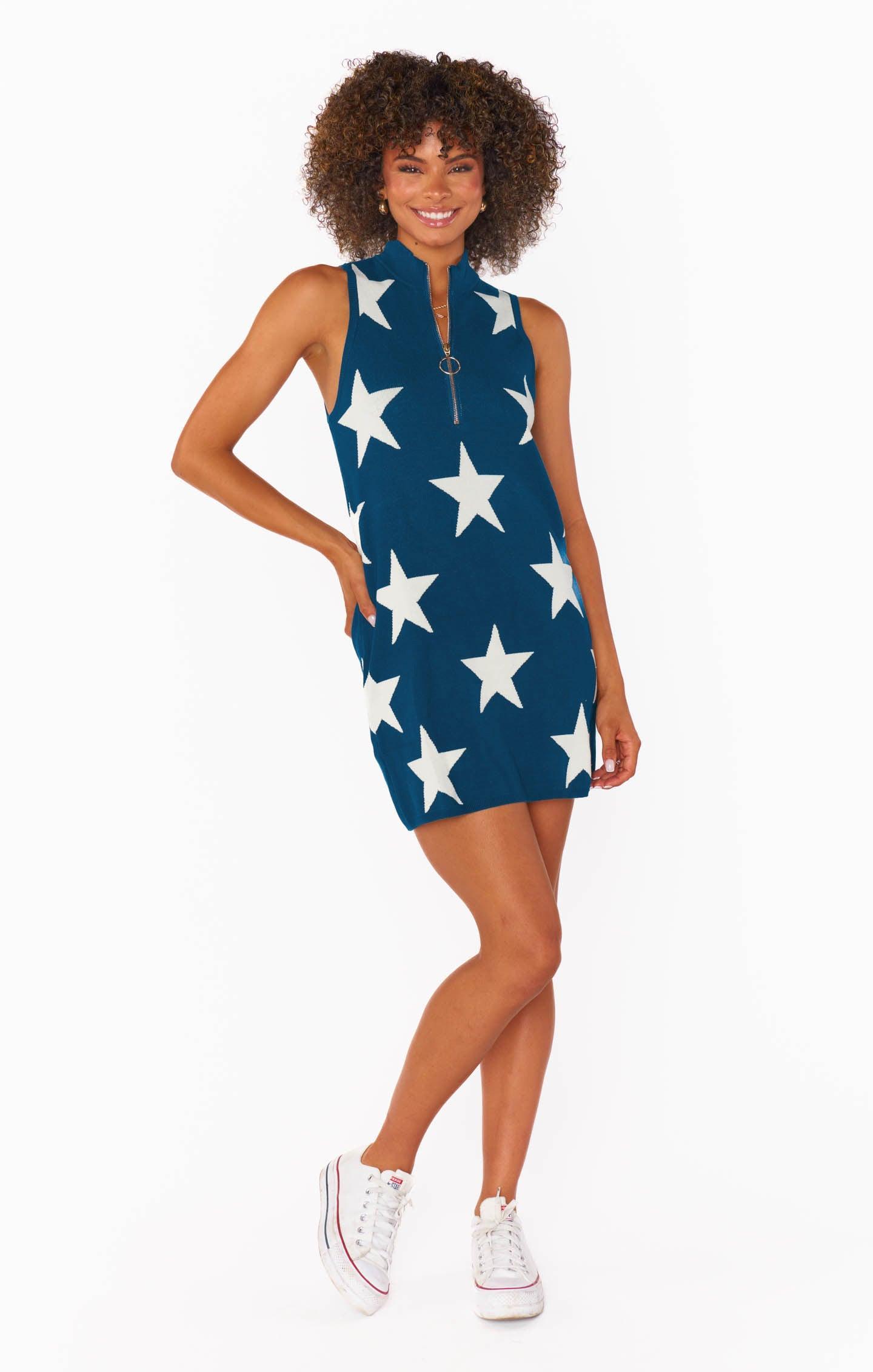 Zoe Zip Dress ~ Navy Stars Knit Product Image