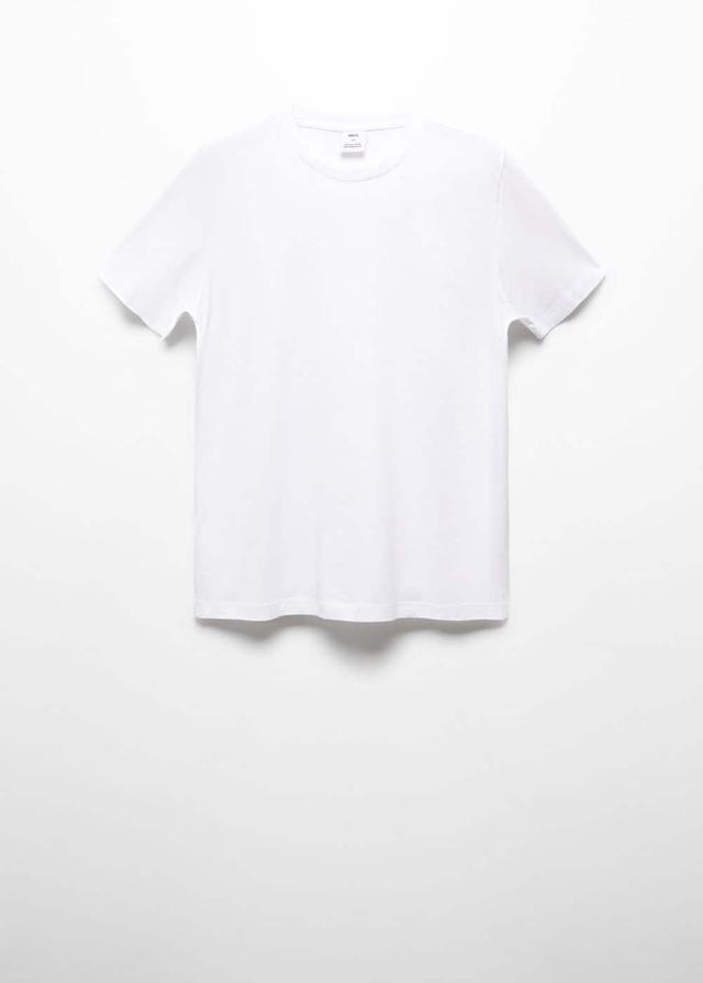 MANGO MAN - Essential cotton-blend T-shirt whiteMen Product Image