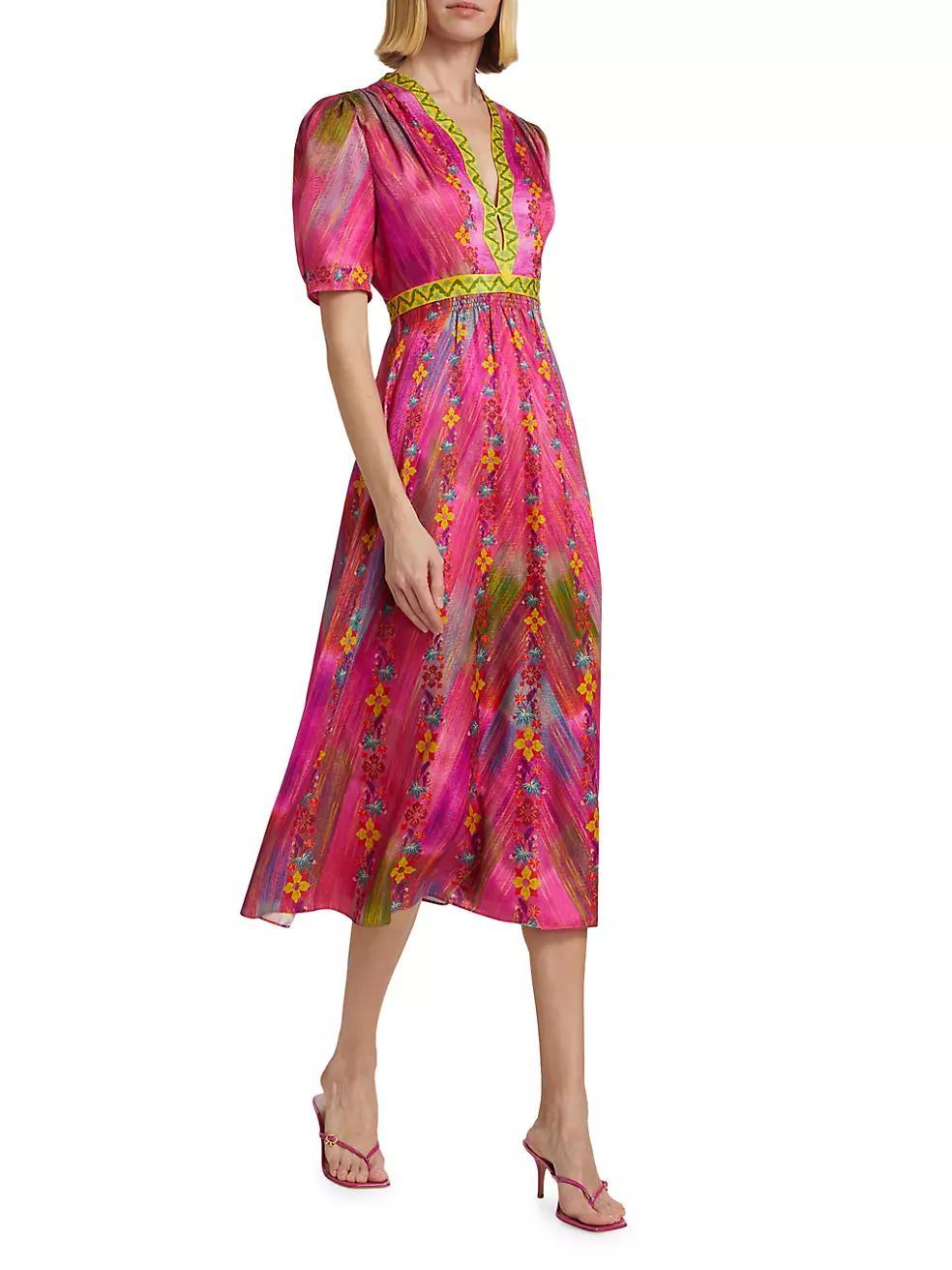 Tabitha Printed Silk Midi-Dress Product Image