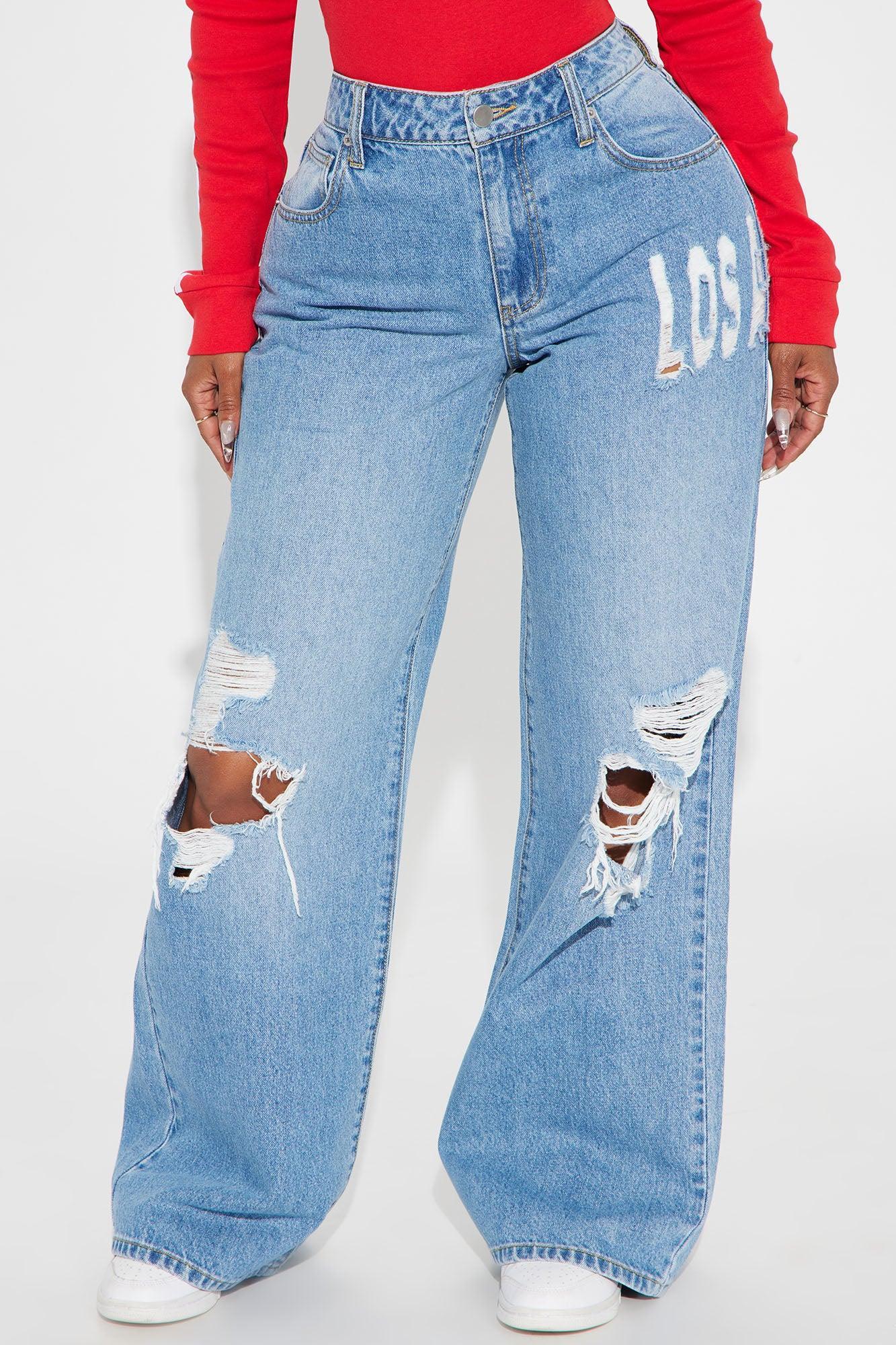 Hometown Honey Los Angeles Ripped Baggy Jeans - Medium Wash Product Image