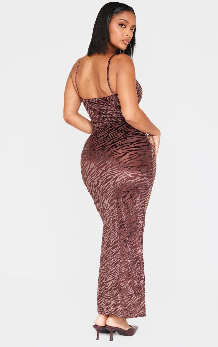 Shape Chocolate Zebra Devore Strappy Maxi Dress Product Image