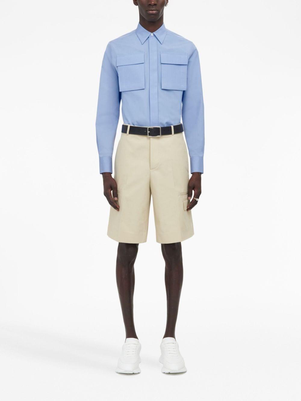 Flap Pockets Tailored Shorts In Blue Product Image