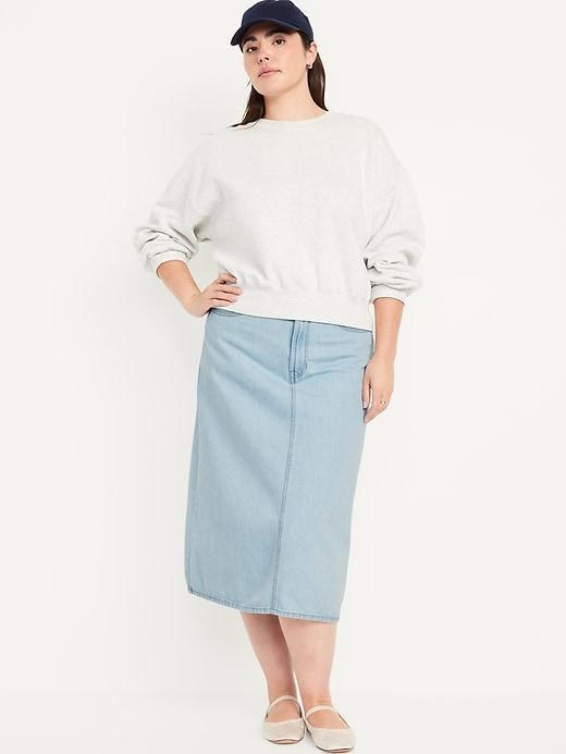 High-Waisted Wow Jean Midi Skirt Product Image