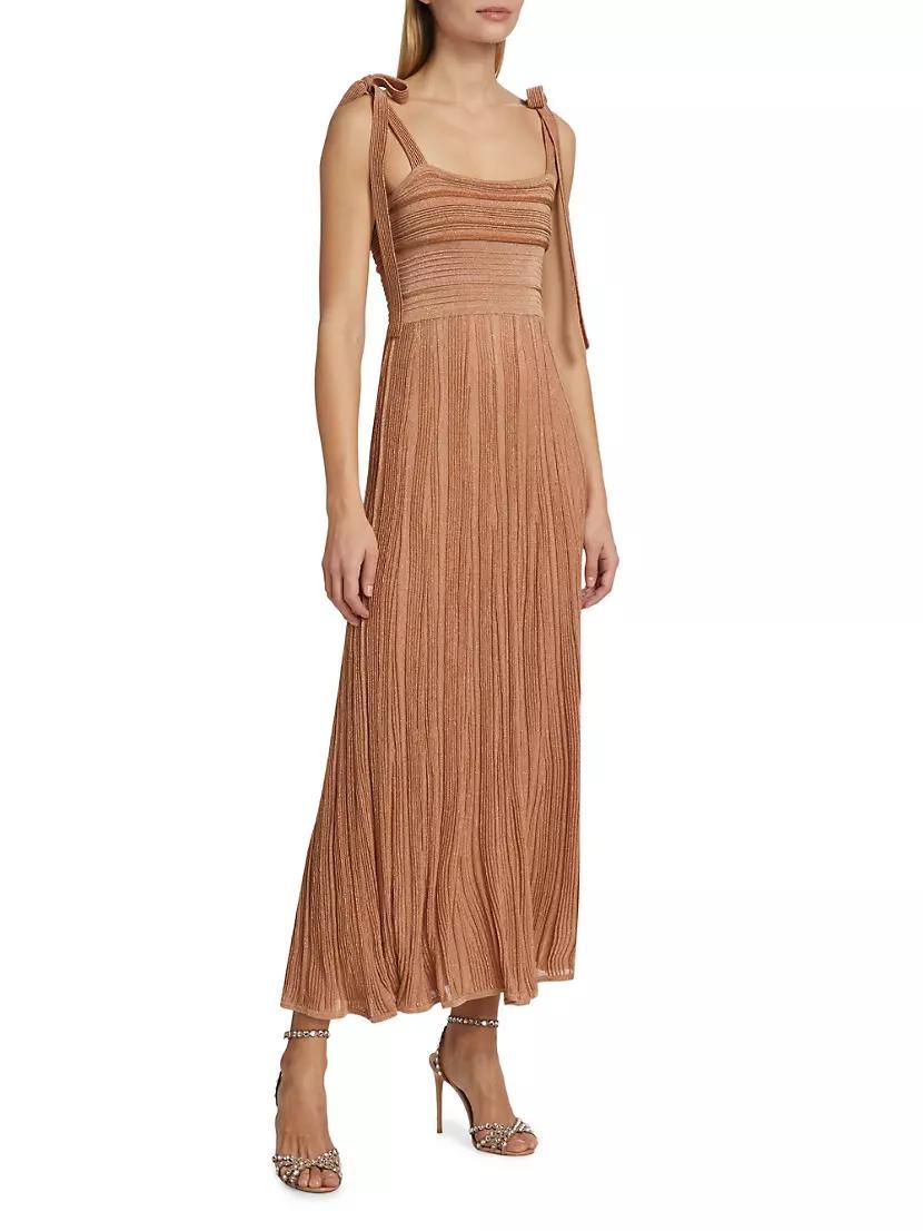 Ottie Metallic Tie-Strap Maxi Dress Product Image