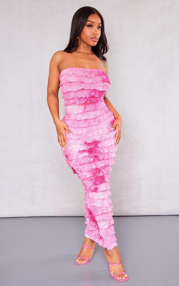 Shape Hot Pink Ombre Frill Edge Bandeau Maxi Dress product image