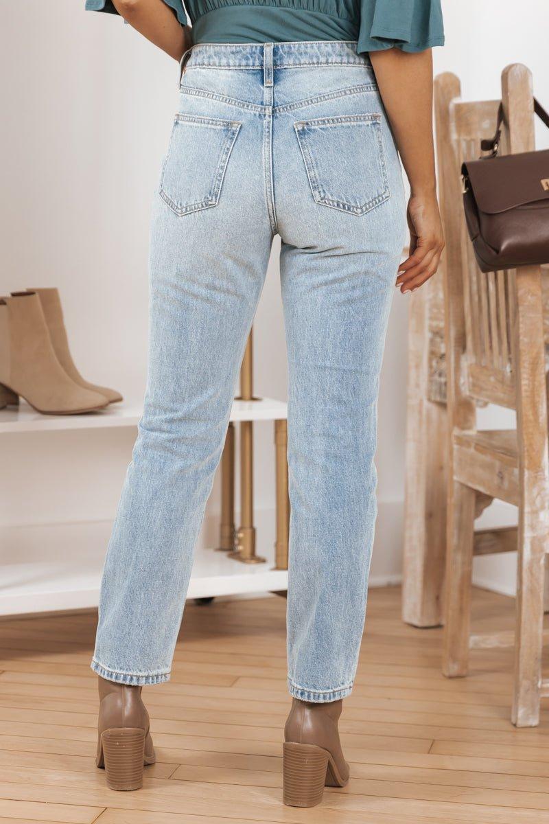 Light Wash High Rise Straight Leg Jeans - FINAL SALE Product Image