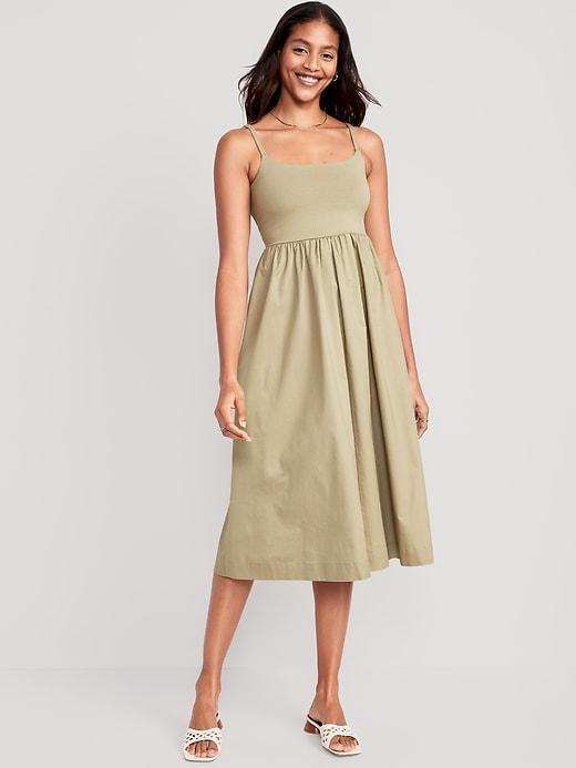 Fit & Flare Combination Midi Dress Product Image