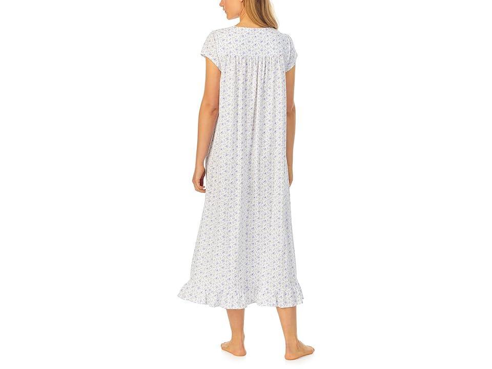 Eileen West Cap Sleeve Long Gown (White Ground Floral) Women's Pajama Product Image