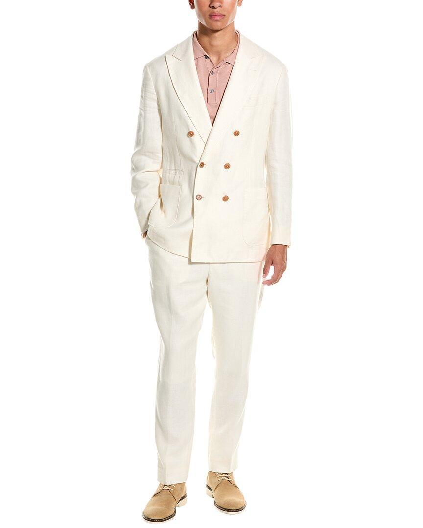 BRUNELLO CUCINELLI Linen One-and-a-half-breasted Unconstructed Blazer In White Product Image