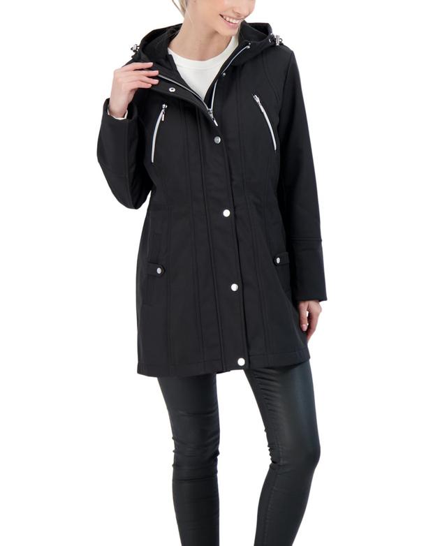 Womens Sebby Collection Hood Water-Resistant Anorak Jacket Blue Product Image