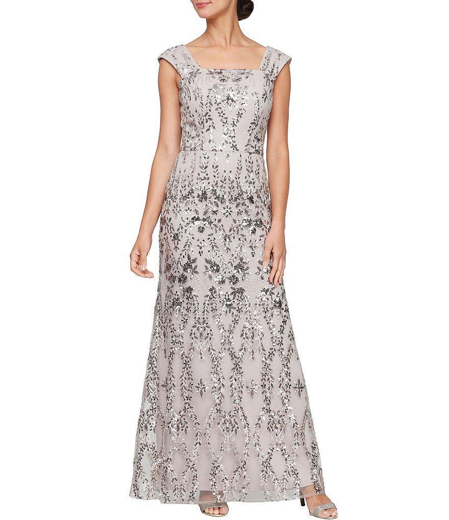 Alex Evenings Petite Size Sleeveless Square Neck Embroidered Gown product image