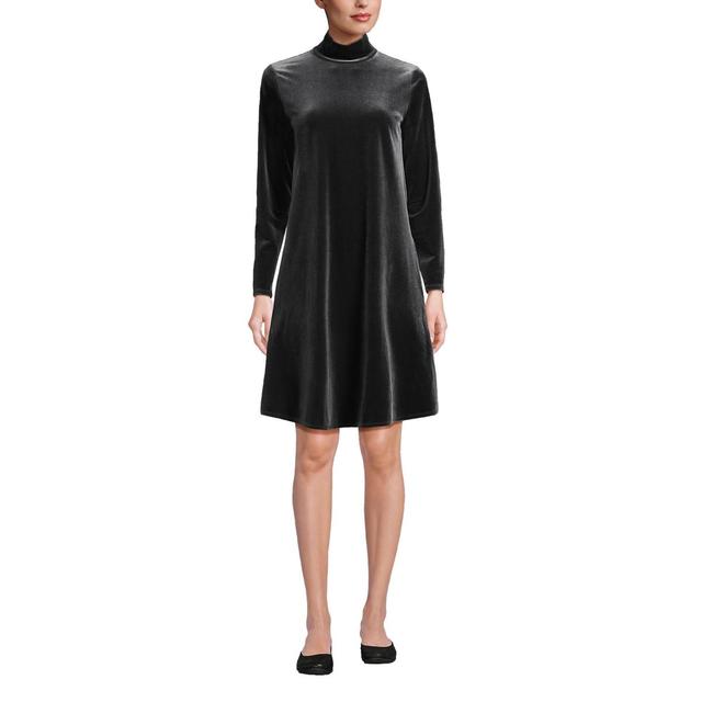 Womens Lands End Long Sleeve Velvet Turtleneck Dress Product Image