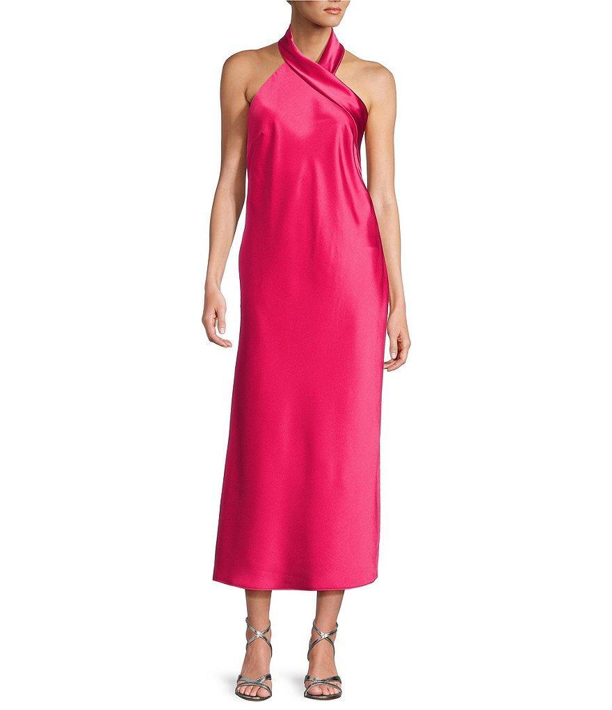 Antonio Melani Marine Satin Halter Midi Dress Product Image