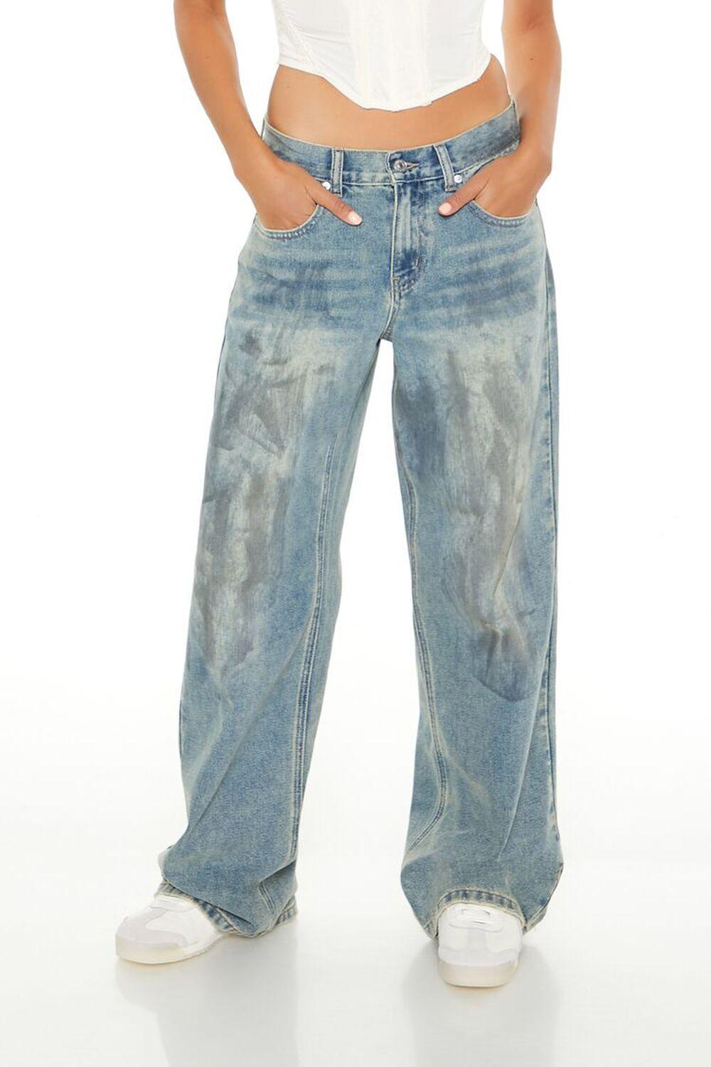 Brushed Mid-Rise Baggy Jeans | Forever 21 Product Image