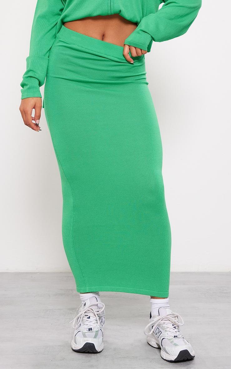 Bright Green Tube Knitted Midaxi Skirt Product Image