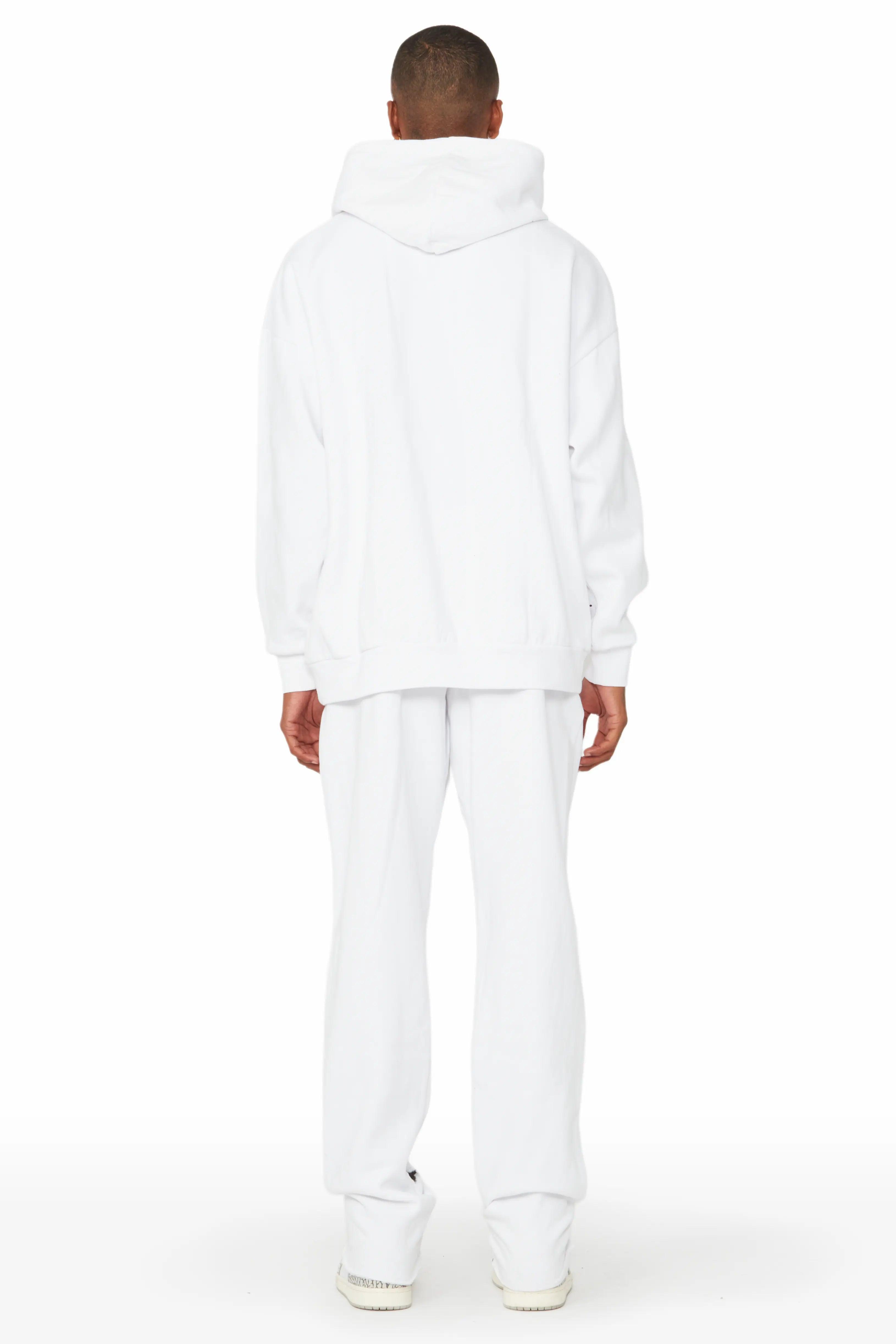 Raffer White Hoodie/Stacked Flare Track Set Male Product Image