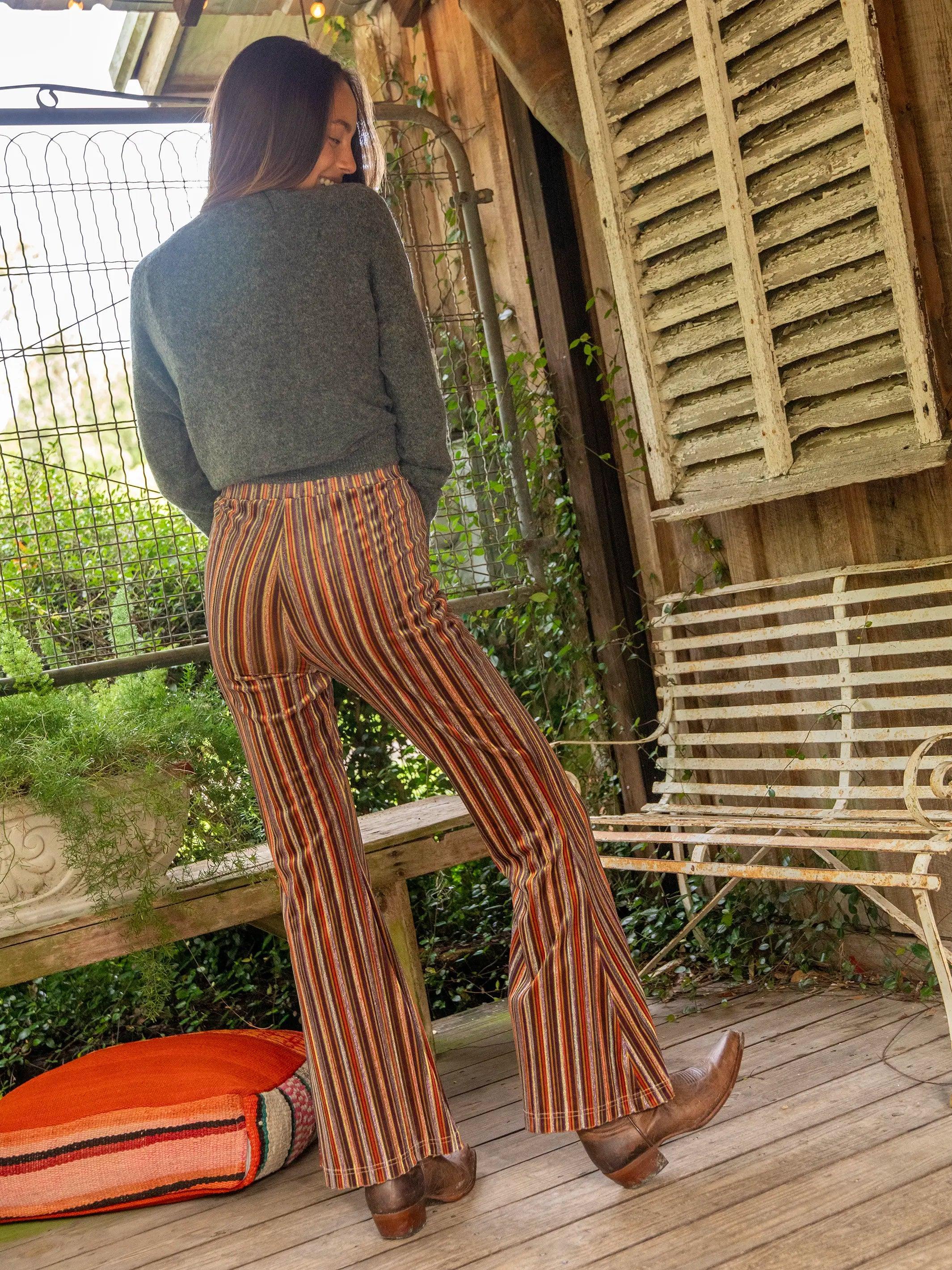 Joplin Velvet Flare Pant - Rust Purple Stripes product image