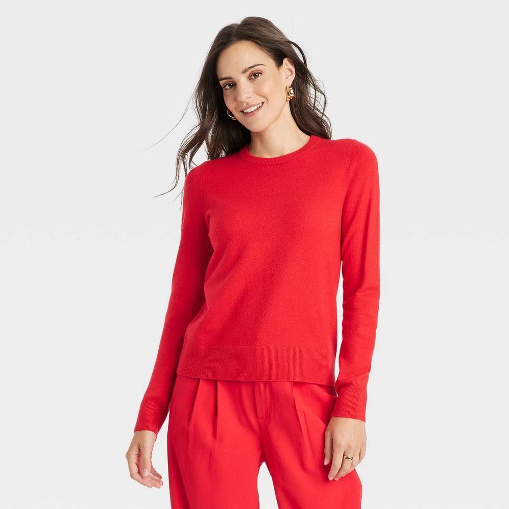 Womens Crewneck Pullover Sweater - A New Day Red Product Image