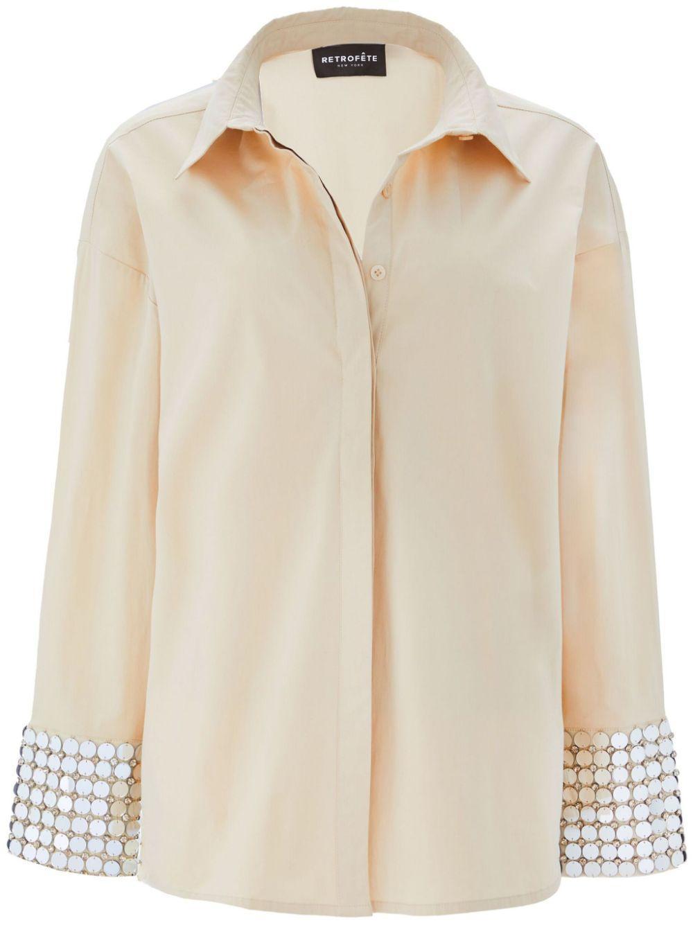 RETROFÉTE Ozella Disc-embellished Shirt In Champagne Dust Product Image