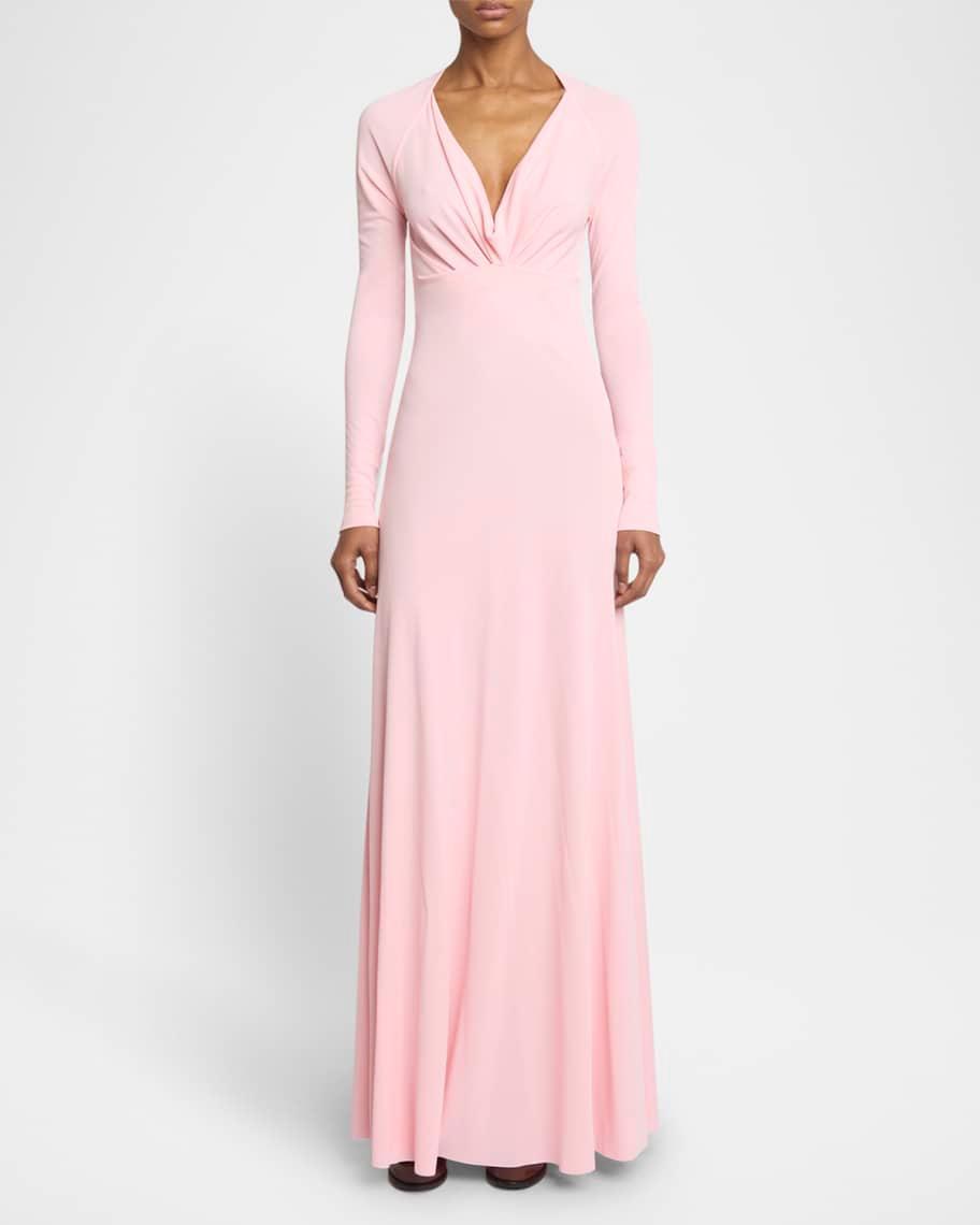 Cowl-Neck Long-Sleeve Jersey Gown Product Image