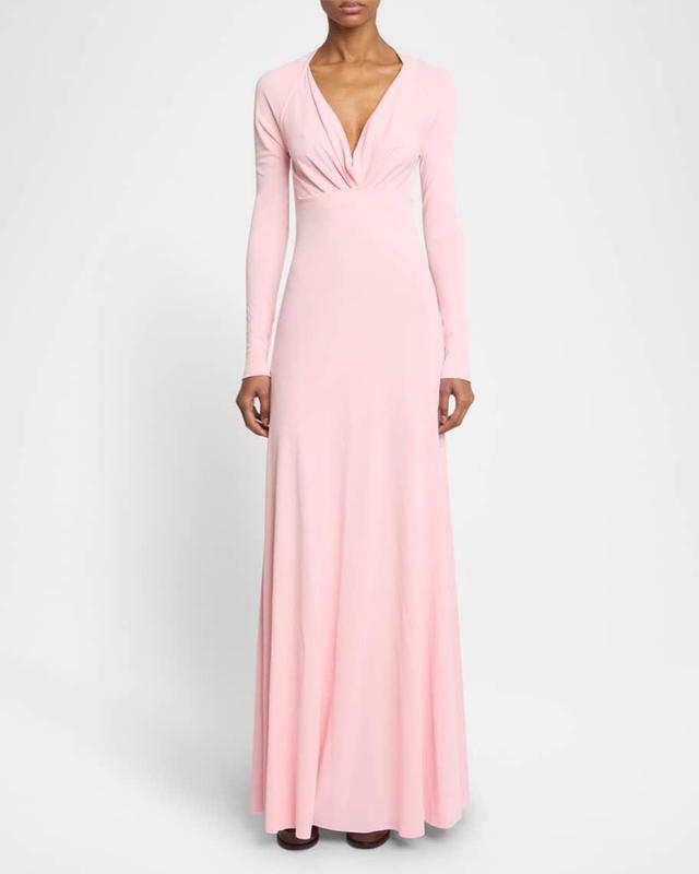 Cowl-Neck Long-Sleeve Jersey Gown Product Image