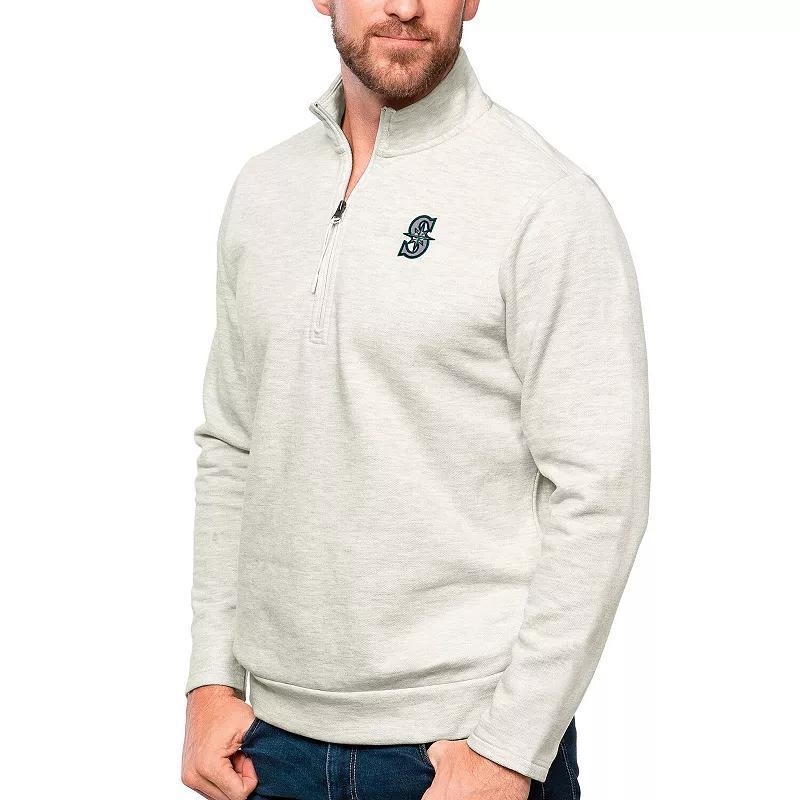 Mens Antigua Oatmeal Milwaukee Brewers Gambit Quarter-Zip Pullover Top product image