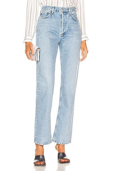 AGOLDE Lana Straight in Denim-Light. - size 24 (also in 23, 25, 26, 27, 28, 29, 30, 31, 32, 33, 34) Product Image