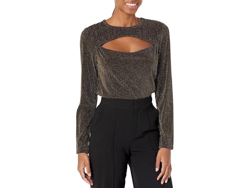 MICHAEL Michael Kors Sparkle Cutout Long Sleeve Top (Black Women's Clothing product image