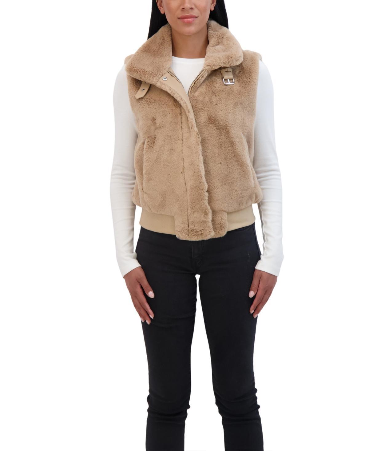 Sebby Collection Womens Faux Fur Zip Front Vest Product Image