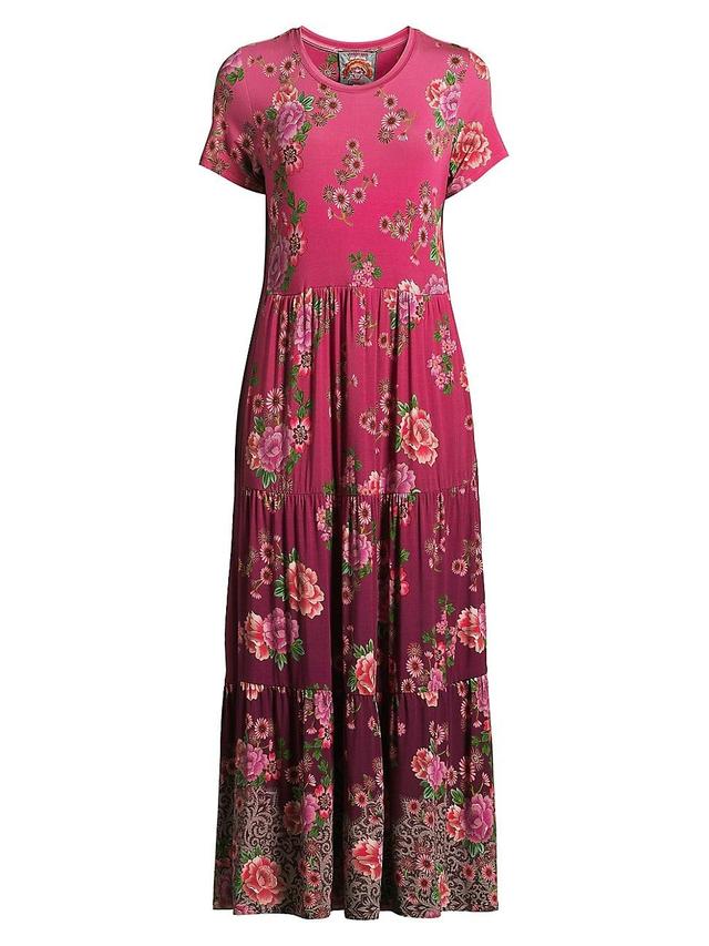 Womens Floral Tiered Midi-Dress Product Image