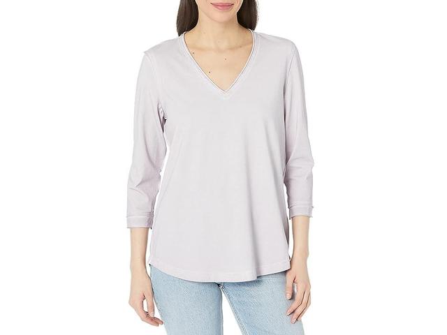 NIC+ZOE 3/4 Sleeve Roll V Tee (Lilac) Women's Clothing Product Image