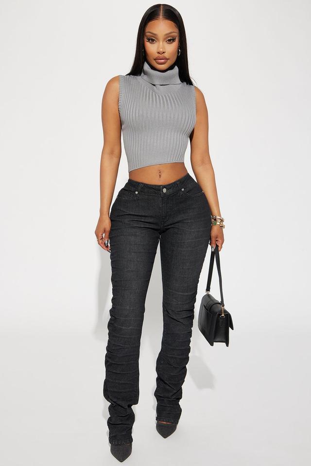 Up To No Good Stacked Straight Leg Jeans - Black Wash Product Image