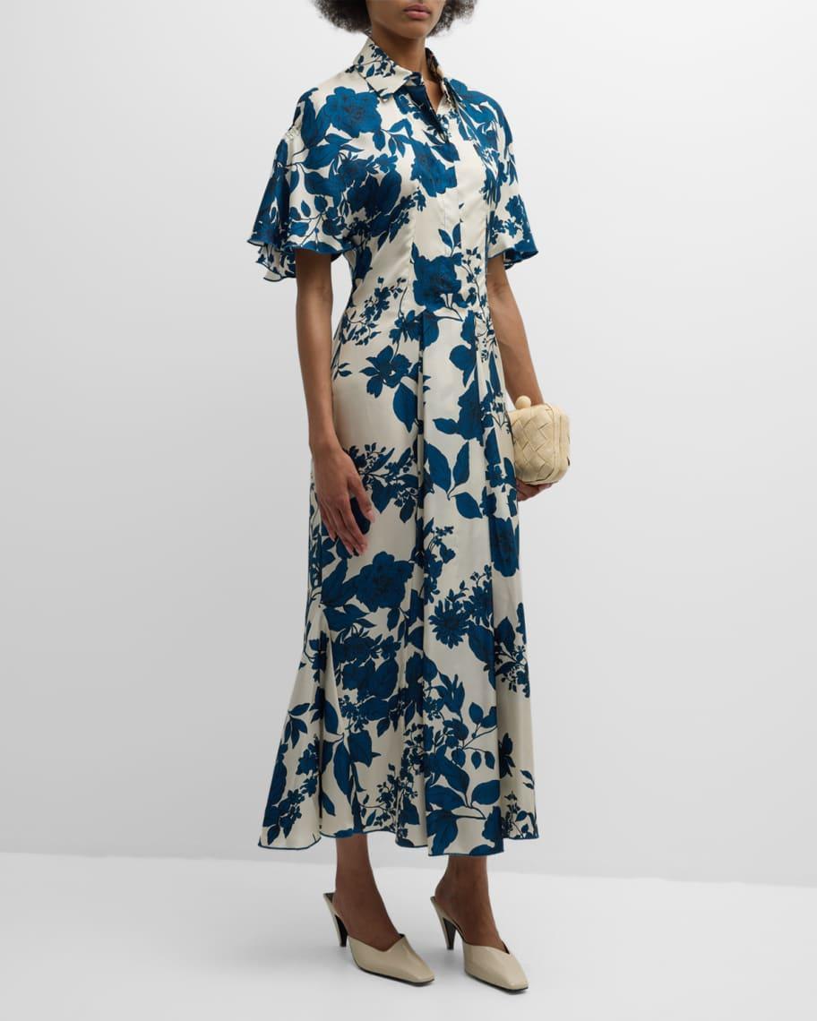 Louisa Floral-Print Silk Midi Dress Product Image