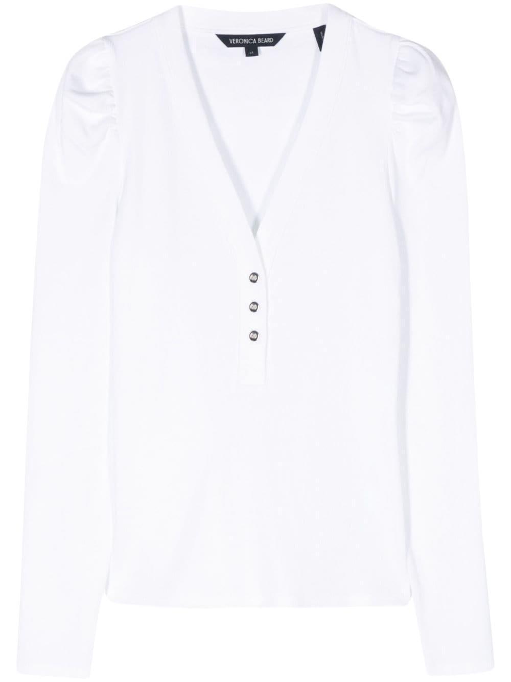 VERONICA BEARD Long Puff Sleeves Top In White Product Image