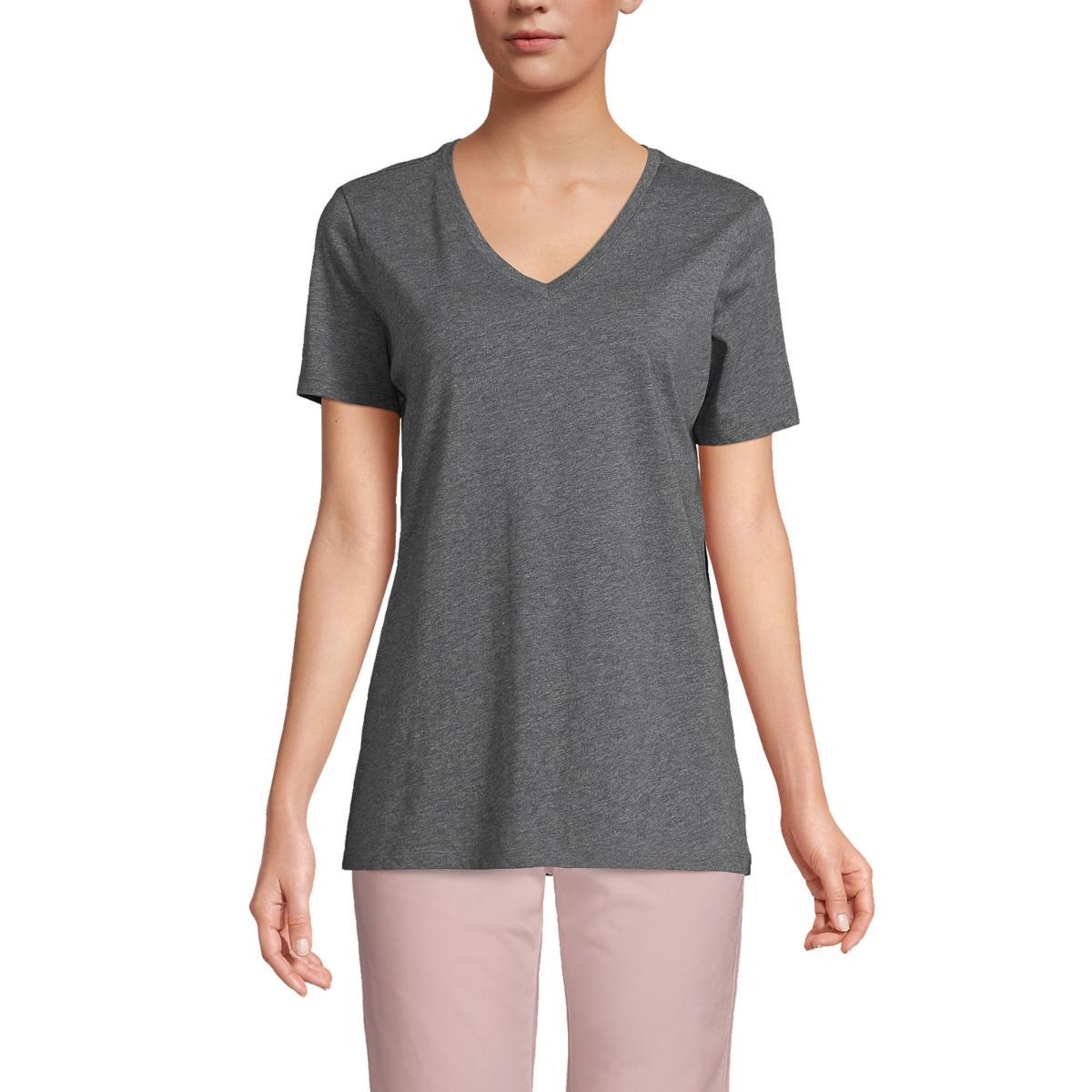 Lands End Womens Relaxed Supima Cotton Short Sleeve V-Neck T-Shirt Product Image